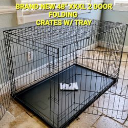 New IN Box! XXL'XXXL Dog Crate 2 Doors With Tray Up To 125lbs Folding Puppy Dog Kennel Animal Cage Add A Bed For $10/ $15/$20 