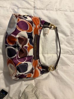 Coach Signature Print Satin Shoulder Bag