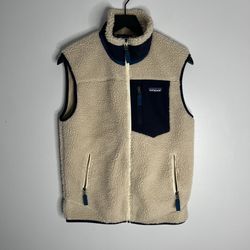 Patagonia Classic Retro-X Vest Mens Small Natural Beige Fleece Deep Pile