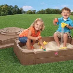 ⭐ Play & Store Kids Sandbox with Cover – Brown Plastic Outdoor Toy | New in Box