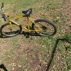 yellow antique bike