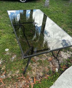Patio Table With Smoked Glass & Umbrella Holder