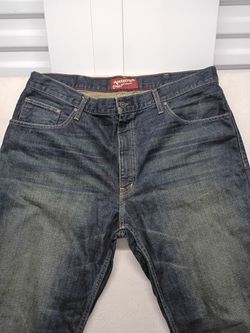 Arizona Jeans Mens 38x34 Blue Denim Straight Leg Medium Wash Work Heavy Duty