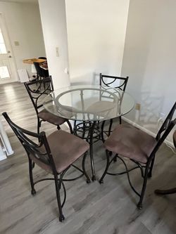 Glass Table Dining Set with 4 Chairs