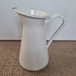 WHITE ENAMEL PITCHER
