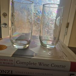 Vintage Etched Cocktail Glasses Set of 2