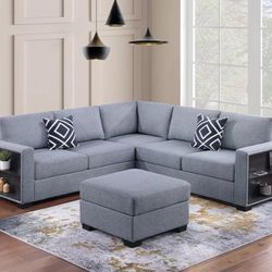 4-Pc Convertible Sectional Sofa, Wireless Charging, Pullout-Bed, Reversible Chaise With Storage 