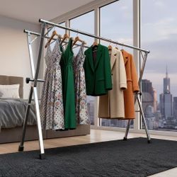 Clothes Airer/Floor Folding Household Stainless Steel Indoor Balcony Drying Quilt Artifact Retractable Clothes Rail