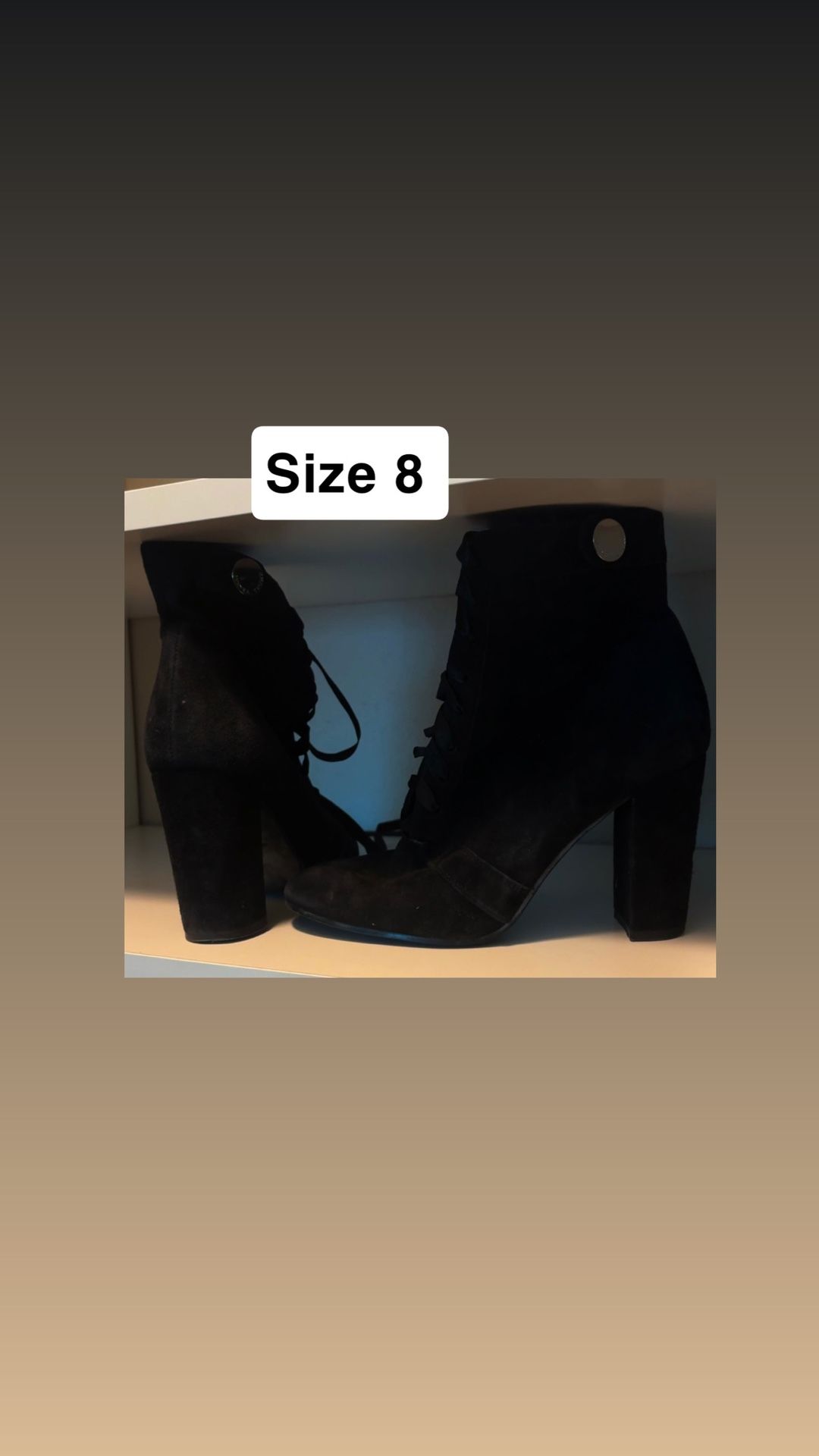 Black Size 8 Suede Boots