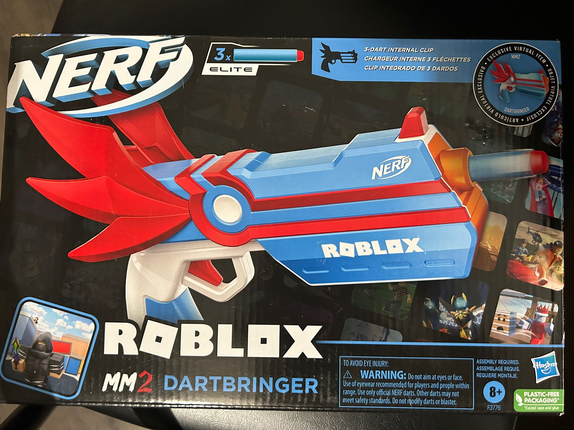 Nerf Roblox MM2 Dartbringer Plastic Gun 3 Dart Internal Clip GUN ONLY