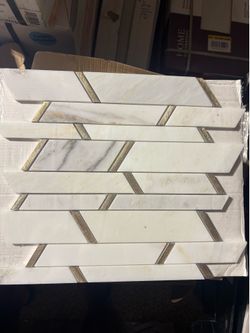 Metro gold mesh mounted mosaic tile