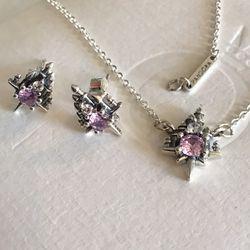 Pandora Cinderella Castle Necklace And Earrings 