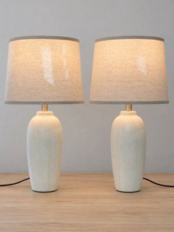 Set of 2 Ceramic Table Lamps with Linen Shades
