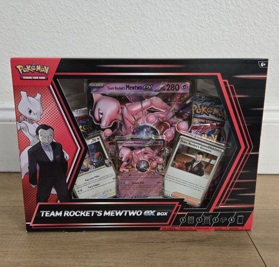 For Sale:
Brand New in Box Pokemon Trading Card Game TCG Scarlet & Violet Destined Rivals Team Rocket's Mewtwo EX Box