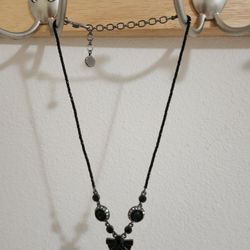 18” Boho Chic Black Headed Cord & Pendant With Crystals 