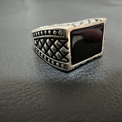 Size 9 Sterling Silver Ring W/ Black Onyx