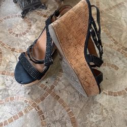 Black Jeweled Wedges 