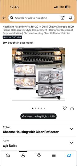 2014-2015 Chevy Silverado 1500 Headlight Assembly Pair