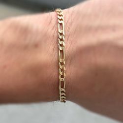 Jewelry 14k yellow gold Figaro link bracelet 8.25” 4.30mm 7.00g