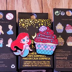 Disney Princess Little Mermaid Ariel Cupcake & Chibi Enamel Metal Pin Combo Set 