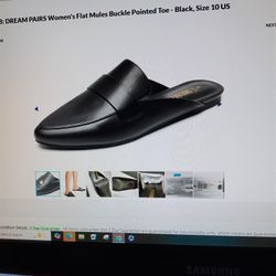 Womens Shoes, Flat Mules, Buckle, sz 10, NEW