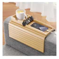 Bamboo Sofa Armrest Tray, Non-slip.