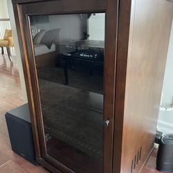 Audio Cabinet Glass 4 Shelves Wood For Receiver 