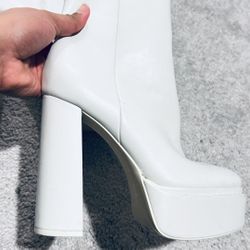 White Platform Ankle Boots – Chunky Heel