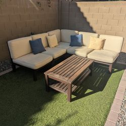 Pottery Barn Outdoor Sectional Sofa with Sunbrella and Table