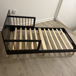 Toddler Bed with Mattress (Black Frame, Great Condition)