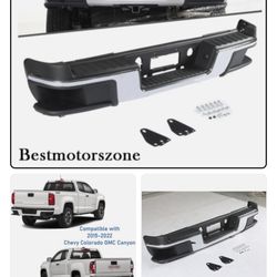Complete Rear Step Bumper For 2015-2022 Chevy Colorado & GMC Canyon Chrome Steel