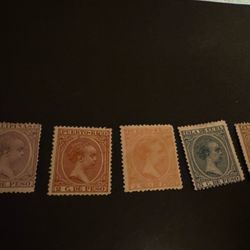 Puerto Rico  1890 Sellos Alfonso13 ,, 5 Stamps