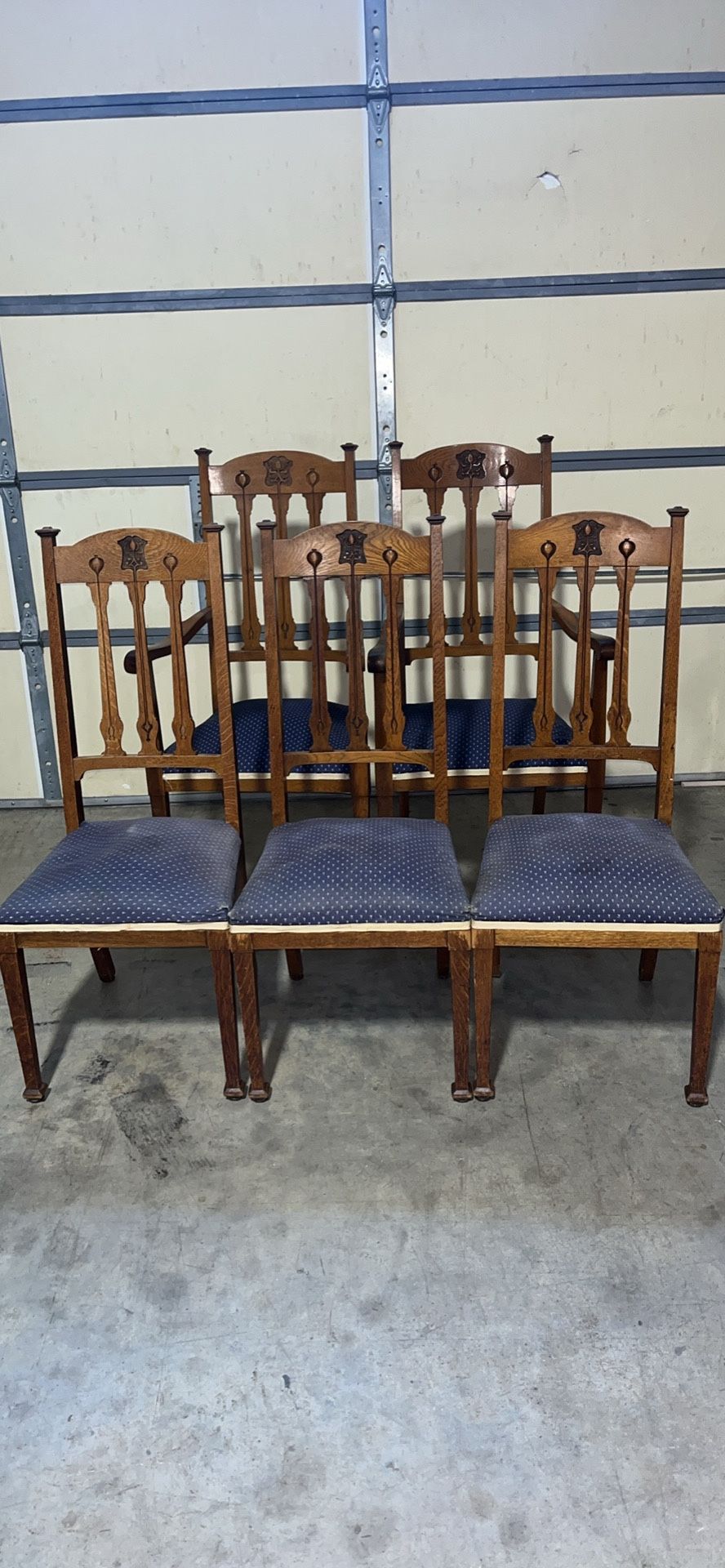 Antique Circo Arts & Crafts Art Deco Dinning Table Chairs Set Of 5 Antiques