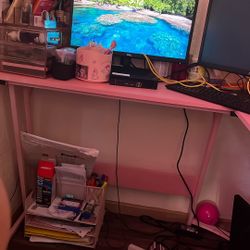 Pink L Shaped Desk