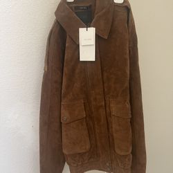 100% SUEDE BOMBER JACKET WITH POCKETS