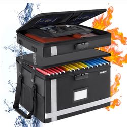 New  Fireproof Document Box with Double Lock 2 Layer File Storage Case Water-resistant