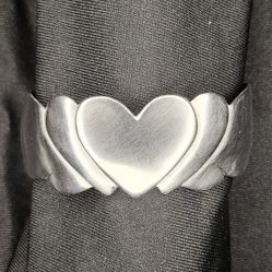 Vintage Heart Motif Stainless Steel Cuff Bracelet