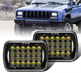 5D Projector H6054 Led Headlight 7"x6" 5x7 inch LED Headlights Compatible with Jeep Wrangler YJ Cherokee XJ H6054 H5054 H6054LL 69 6053 2Pcs B