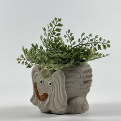 Vintage Handmade Ceramic Elephant Planter Pot