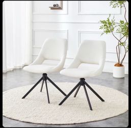 Brand New ASSEMBLED White Swivel Modern Accent Chairs (Set of 2)