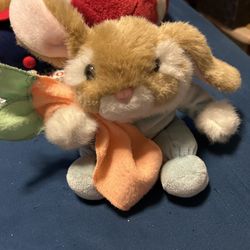 Vintage Commonwealth Blue Bunny Rabbit Squeak Toy Plush Carrot Blanket 1993