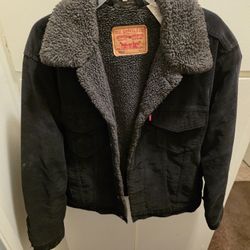 Levi's Denim Jacket Mens Size Large Fits Medium Trucker Sherpa Fleece Lined