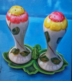 Blue ridge southern pottery salt and pepper and tray