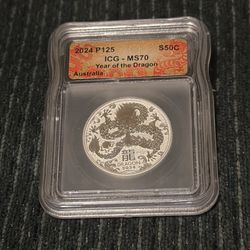 2024 P124 ICG - MS70 Year of the Dragon Australia  (50c)