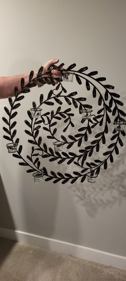 Wall metal leaf with candle votive