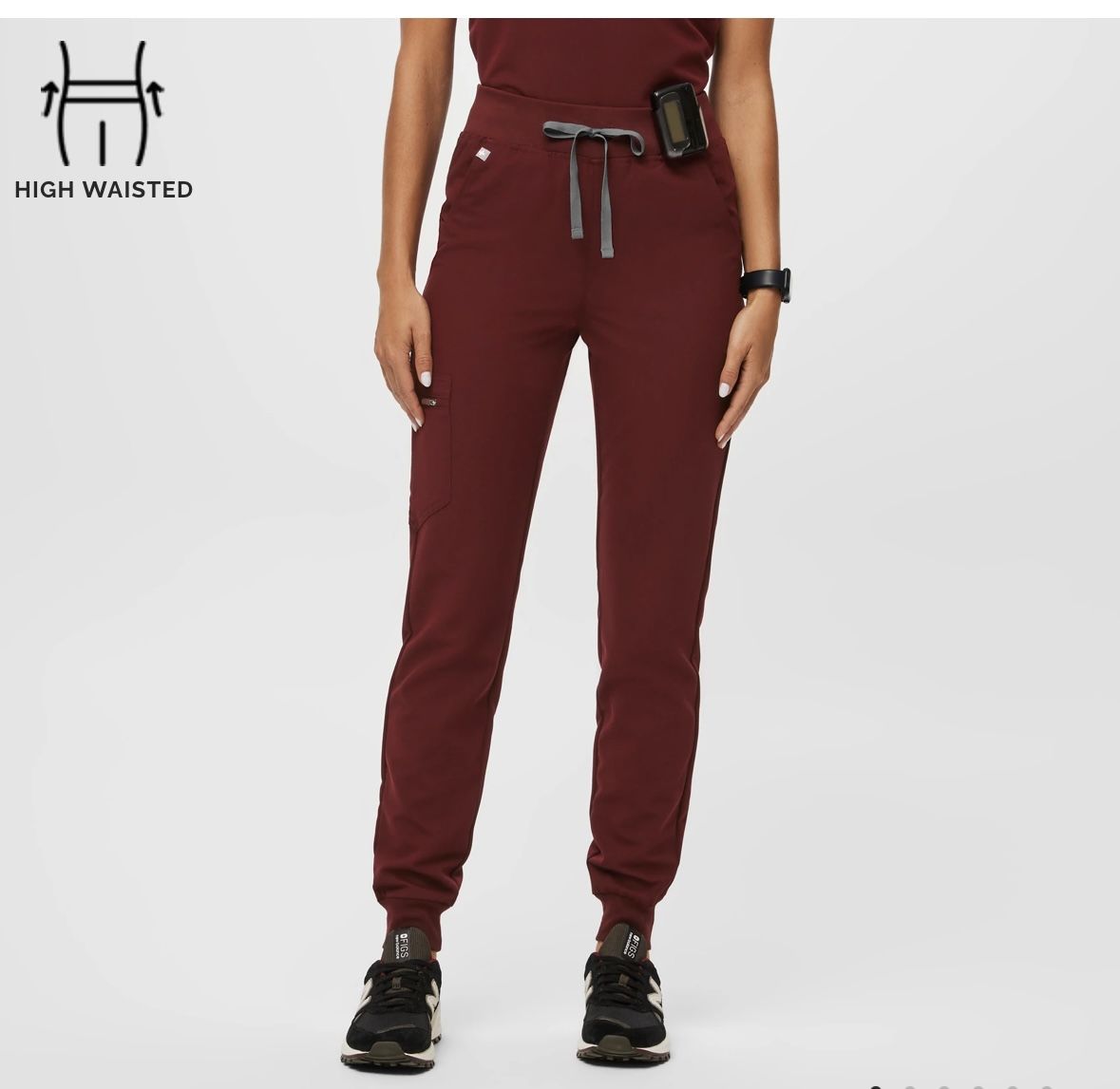 Figs High Waisted Burgundy Zamora Pants Large