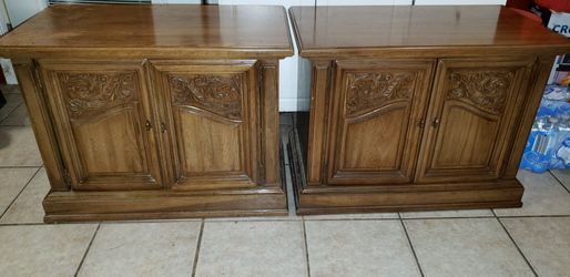 Vintage Wood End Tables / Night Stands - matching pair