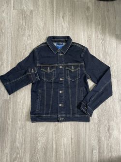 Arizona Jean Co Denim Jacket Men's Advance Flex 360 Dark Wash Trucker Y2K Size SMALL