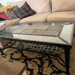 Metal And Stone Coffee Table And 2side Tables
