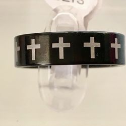 Stainless Steel Cross Ring, Size 8